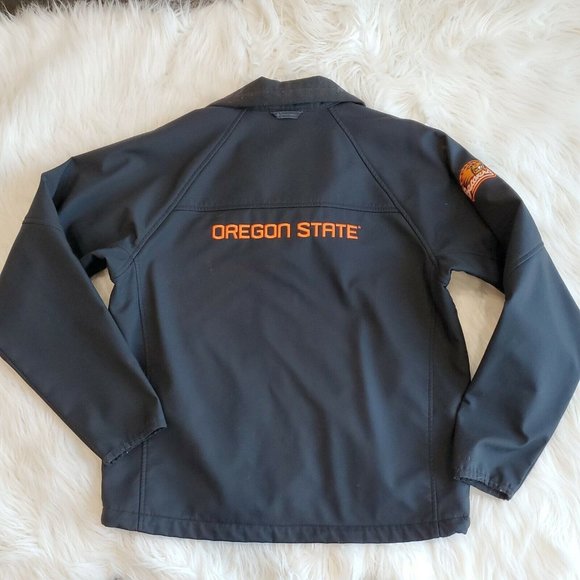 Columbia Mens Jacket M Black Blue Full Zip High Neck Oregon Beavers - Picture 10 of 12